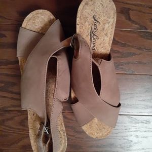 Lucky Brand cork platform wedges